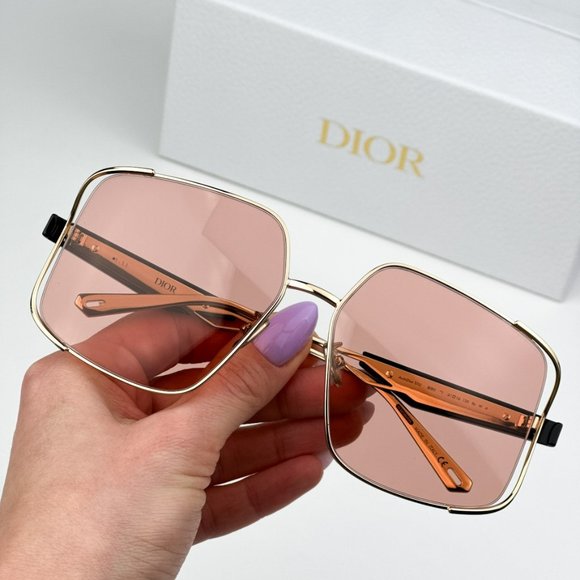 Dior ARCHIDIOR S1U  B0E0 BRAND NEW Sunglasses Gold Pink Women Oversized Square - Picture 1 of 12